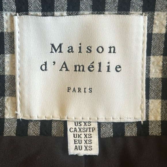 Maison D’Amelie | Black & White Gingham One Button Blazer, Size XS - Picture 10 of 10